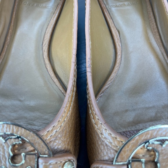 Tory Burch Shoes Women's 6.5M Brown Pebbled Leather Peep Toe Pump Wedge 11128602 - Picture 2 of 16